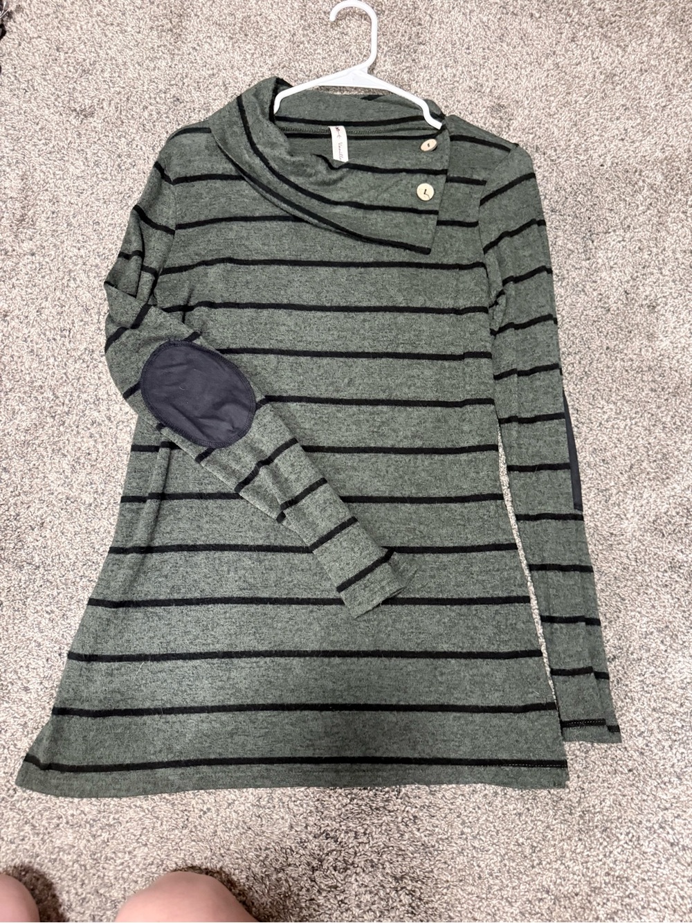 Vanilla Bay Green and Black Striped Long Sleeve Tunic